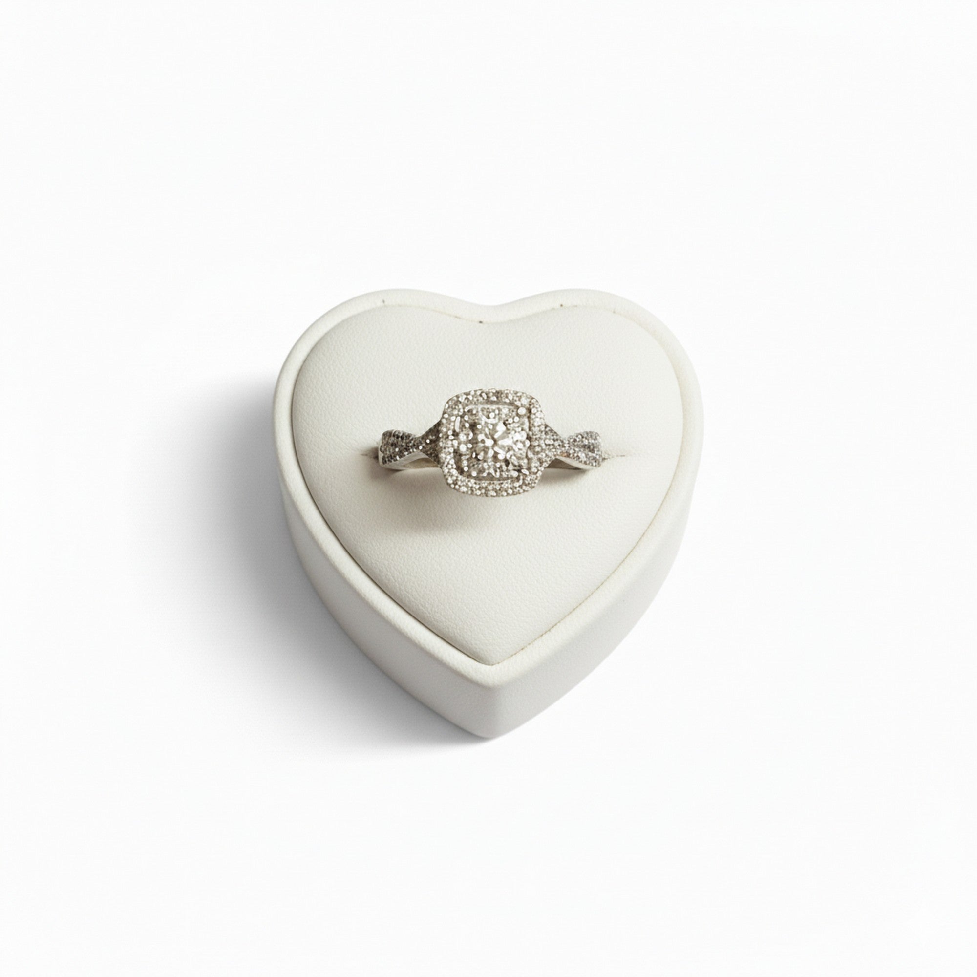 9ct White Gold 0.43ct Diamond Square Halo Cluster Ring ES-DR1811W