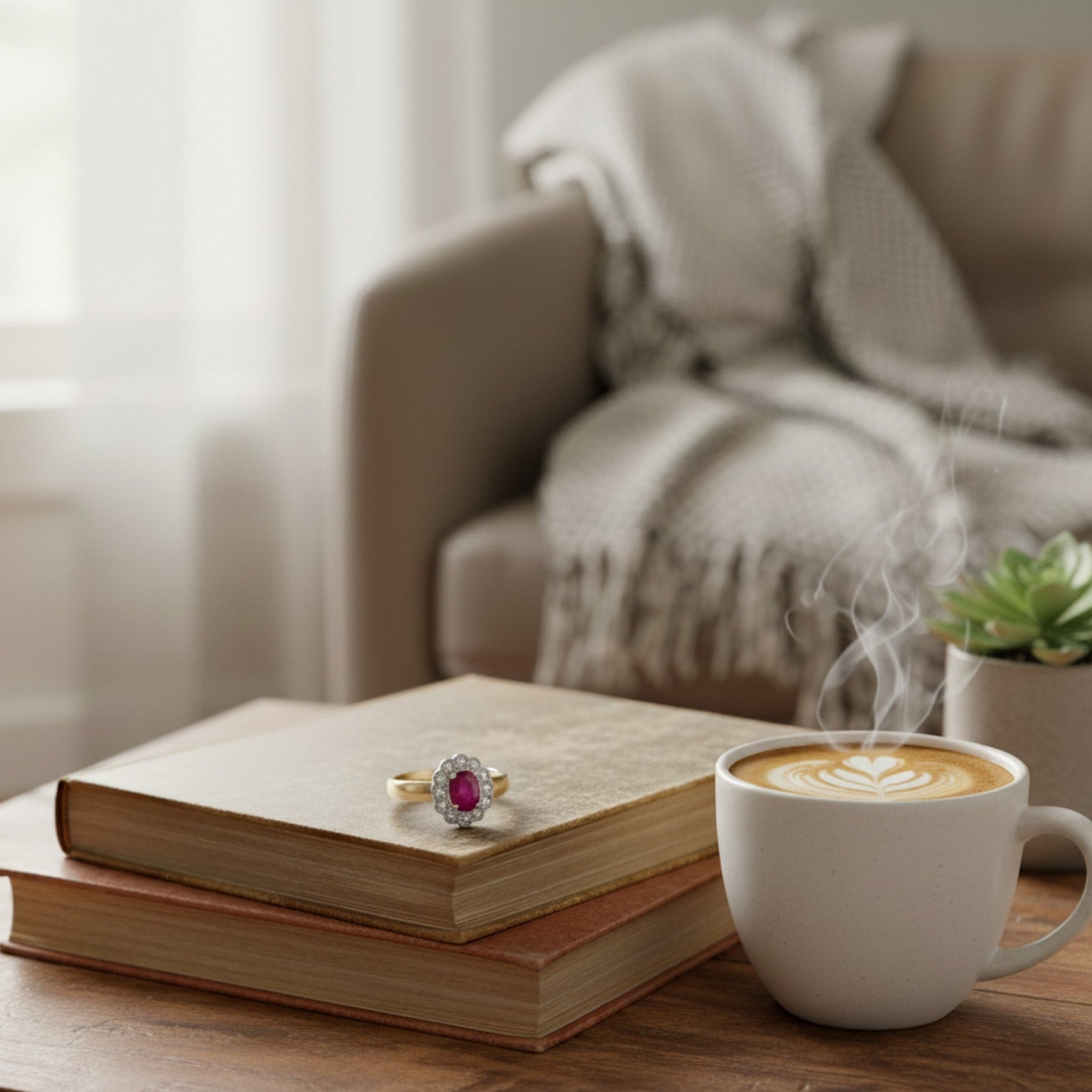 9ct Yellow Gold 0.25ct Diamond & Ruby Cluster Ring DRR226