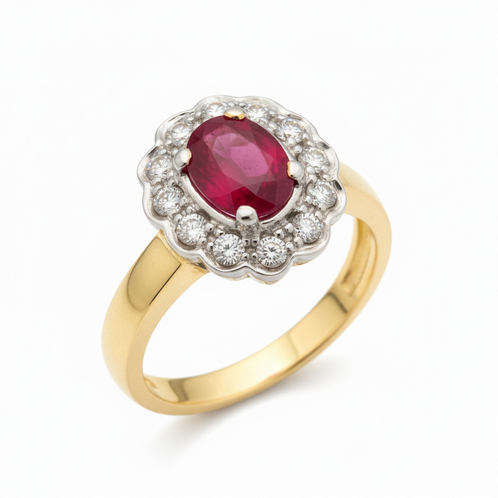 9ct Yellow Gold 0.25ct Diamond & Ruby Cluster Ring DRR226