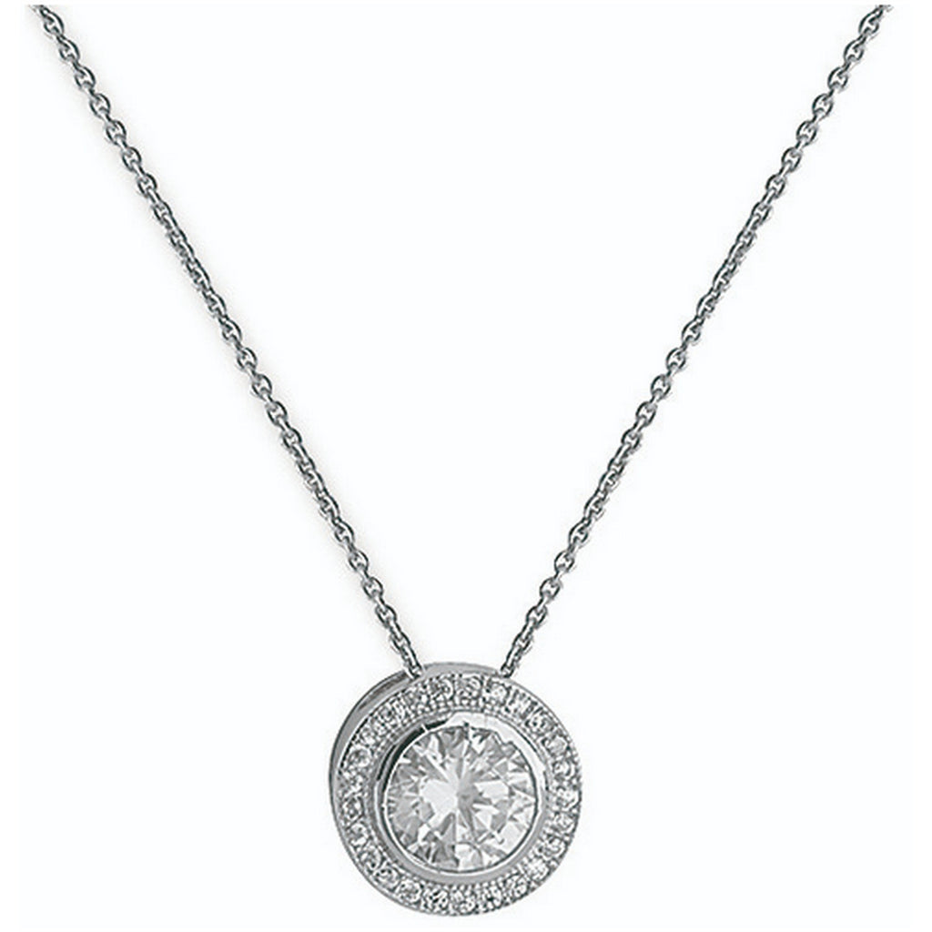 Sterling Silver 18" Round Halo CZ Necklace 8940