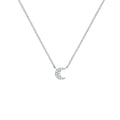 Sterling Silver 18" Small CZ Crescent Moon Necklace 8943