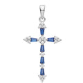 Silver Rhodium Plated Blue CZ Pendant 10662