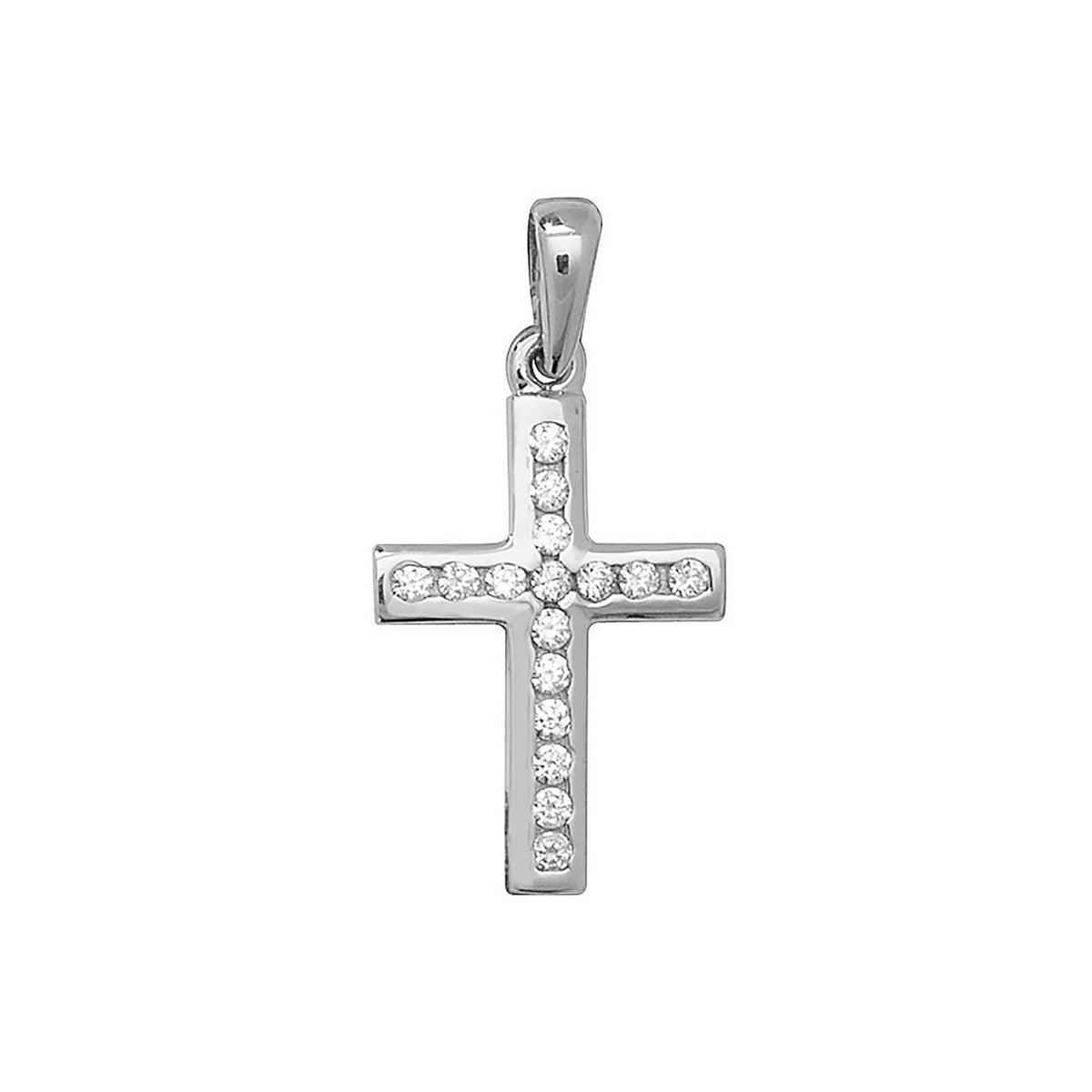 9ct White Gold CZ Cross Pendant 10563