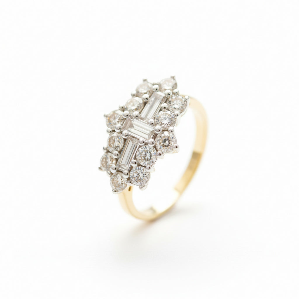 9ct Yellow Gold & Diamond 1.50ct Boat Ring RB14587A