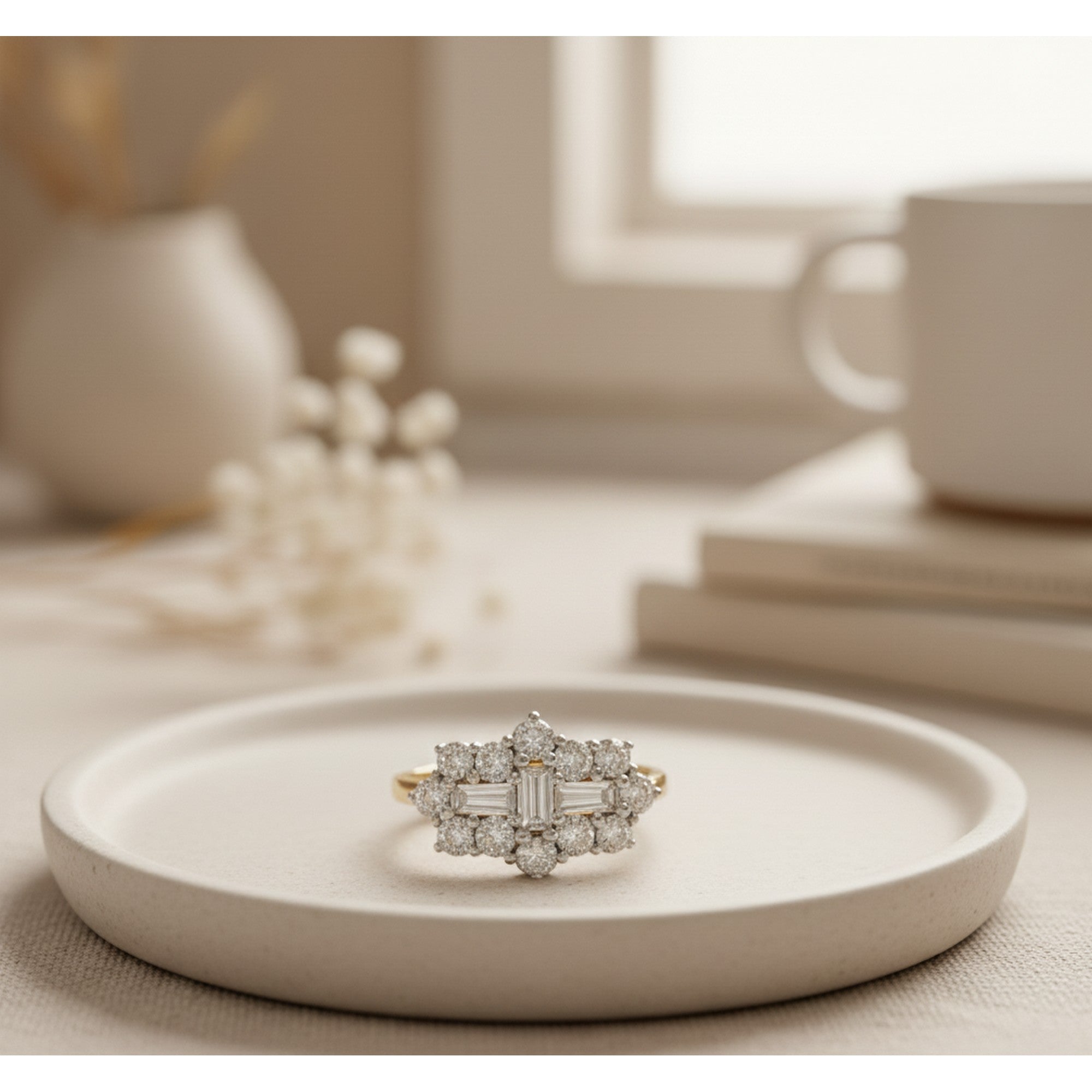 9ct Yellow Gold & Diamond 1.50ct Boat Ring RB14587A