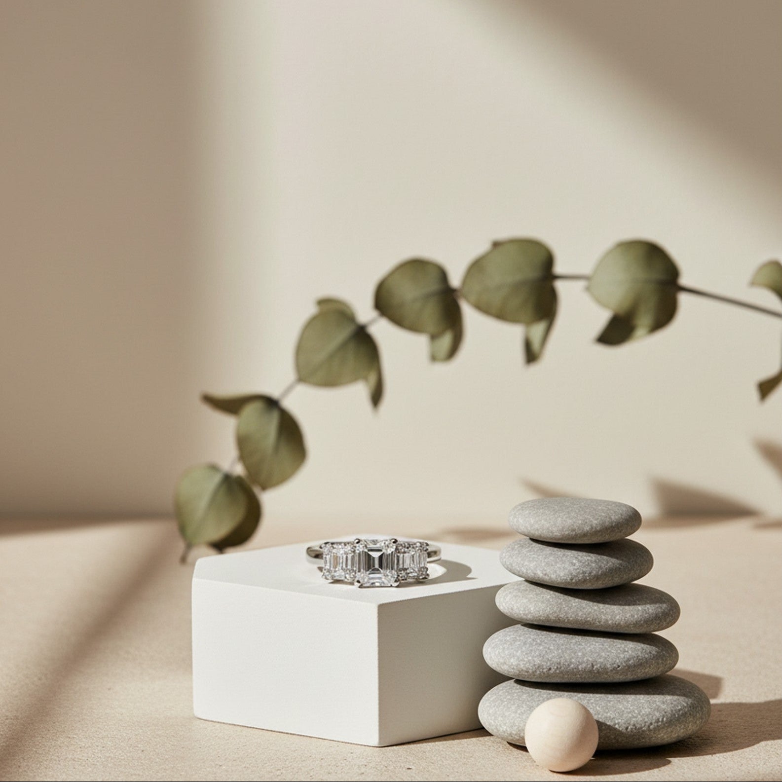 9ct White Gold & 0.75ct Diamond Trilogy Ring RB14927A