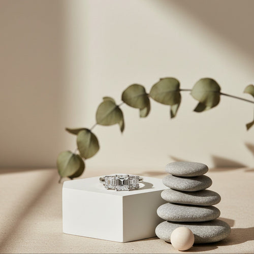 9ct White Gold & 0.75ct Diamond Trilogy Ring RB14927A