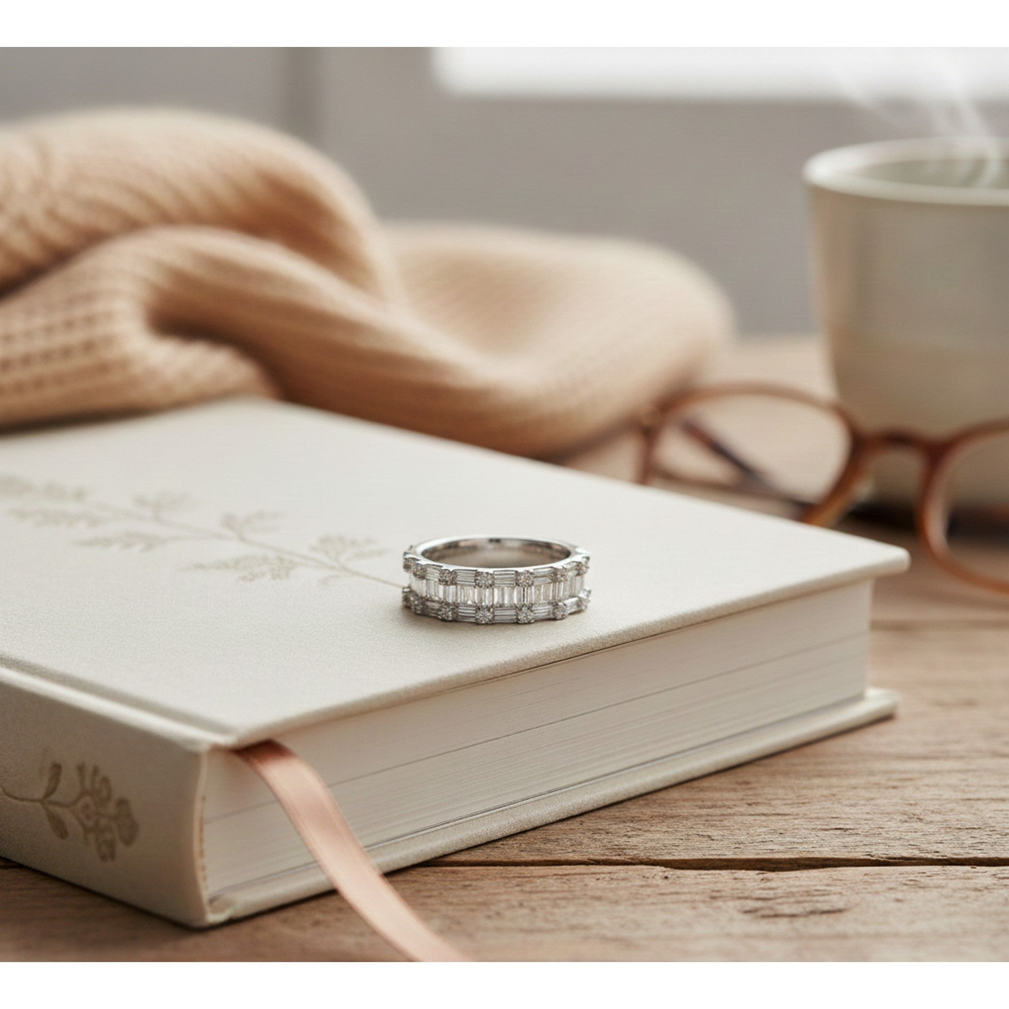 9ct White Gold Baguette Diamond Ring RB61749