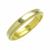 18ct Yellow & White Gold 4mm Two Tone Soft Flat Court Band 8051/4 Size S 1/2 SPECIAL OFFER