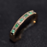 9ct Yellow Gold Emerald & 0.13ct Diamond Half Eternity Ring ESDER1306HAV