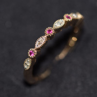 9ct Yellow Gold Ruby and Diamond Half Eternity Ring ESDRR1317HAV