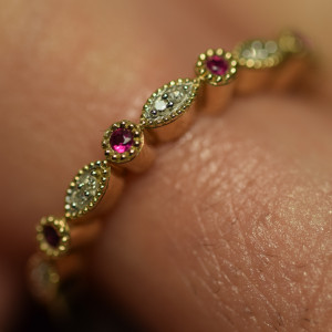 9ct Yellow Gold Ruby and Diamond Half Eternity Ring ESDRR1317HAV