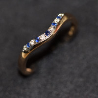 9ct Yellow Gold Sapphire & 0.05ct Diamond Wishbone Ring ESDSR1402COL