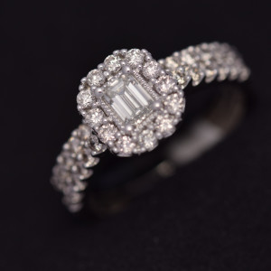 9ct White Gold 1.09ct Diamond Cluster Engagement Ring Set ES15573CA