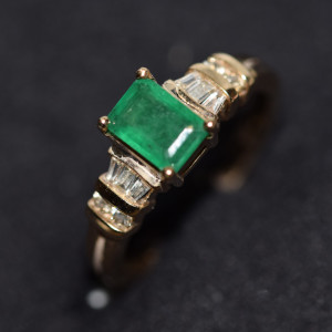 9ct Yellow Gold Emerald & 0.75ct Diamond Ring GLBE4992