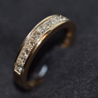 9ct Yellow Gold Princess Cut Channel Set Diamond 1.02ct Half Eternity Ring LGLP4602A 