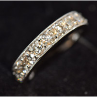  9ct White Gold Diamond (1.50ct) Grain Set, Half Eternity Ring with Millgrain Edge R9106A