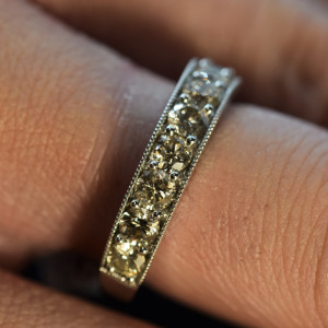 9ct White Gold Diamond (1.50ct) Grain Set, Half Eternity Ring with Millgrain Edge R9106A