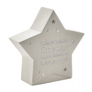 STAR SHAPED RESIN MONEY BOX "TWINKLE TWINKLE" 15CM BM123