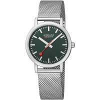 Mondaine Classic 36mm Green Dial, Stainless Steel Forest Green Watch A660.30314.60SBJ