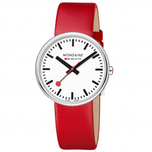 Mondaine Giant 35mm Red Leather Watch MSX.3511B.LC