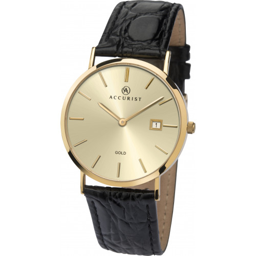 Accurist London Gents 9ct Gold Strap Watch 7802