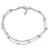 Silver Double Beaded Anklet CE-H1820-25