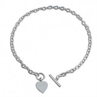 Silver Single Heart T-Bar Necklace