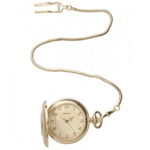 Sekonda Men's Pocket Watch Gold Case & Stainless Steel Chain with Cream Dial 3469