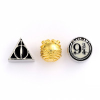 Official Harry Potter Set of Charms Deathly Hallows Golden Snitch & Platform 9 3/4 HP000002