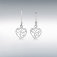Silver Filigree Heart Drop Earrings 8.56.9639