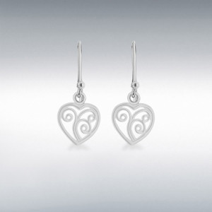 Silver Filigree Heart Drop Earrings 8.56.9639