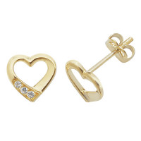 9ct Gold CZ Heart Stud Earrings TL-ES432