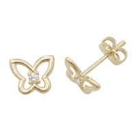 9ct yellow Gold CZ Set Butterfly Stud Earrings TL-ES445