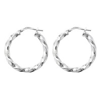 Silver 20mm Twisted Hoop Earrings TL-G5213