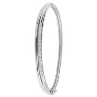 Silver Cubic Zirconia Set Oval Hinged Bangle TL-G4260