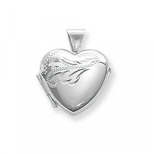 Silver Heart Shaped Part Engraved Locket  TL-G6578