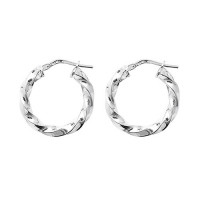 Silver 15mm Twist Hoop Earrings TL-G5212 