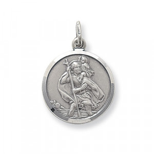 Silver Double Sided Round St Christopher TL-G6137