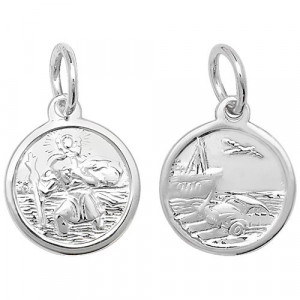 Silver Double Sided Round St Christopher TL-G6775