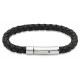 Unique For Men Black Leather Bracelet with Steel Clasp A40BL