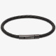 Unique For Men Black Leather Bracelet with Black IP Steel Clasp B503BL