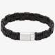 Unique For Men Black Leather Bracelet with Steel Clasp B508BL