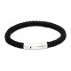 Unique For Men Black Leather Bracelet with Steel Clasp B543BL