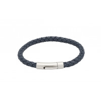 Unique For Men Blue Leather Bracelet with Steel Clasp B399BLUE