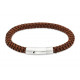 Unique For Men Dark Brown Leather Bracelet with Steel Clasp B543DB