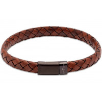 Unique For Men Cognac Leather Bracelet with Steel Clasp B454LC