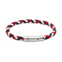 Unique For Men GBR Red, White, Blue Leather Bracelet with Steel Clasp A40GBR
