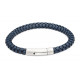 Unique For Men Blue Leather Bracelet with Steel Clasp B543NV