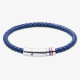 Unique For Men Blue Leather Bracelet with Steel Clasp B533NV